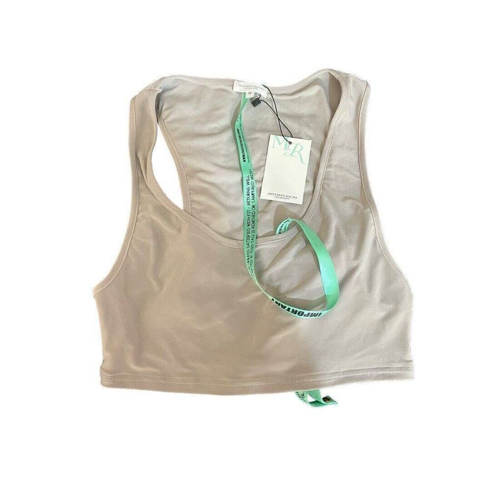Mistress Rocks Taupe Zip Front Crop Top Tank Size M NWT Revolve Fitted Sexy